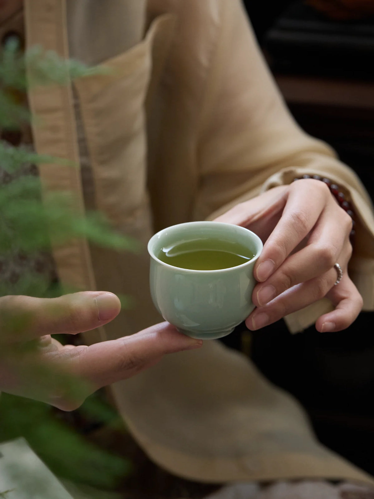 Ou Ware Celadon Arhat / Zen Teacup – Handmade Full-Palm Gongfu Tea Cup