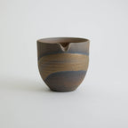 Rustic stoneware fair cup Gong Dao Bei with vintage coarse clay texture