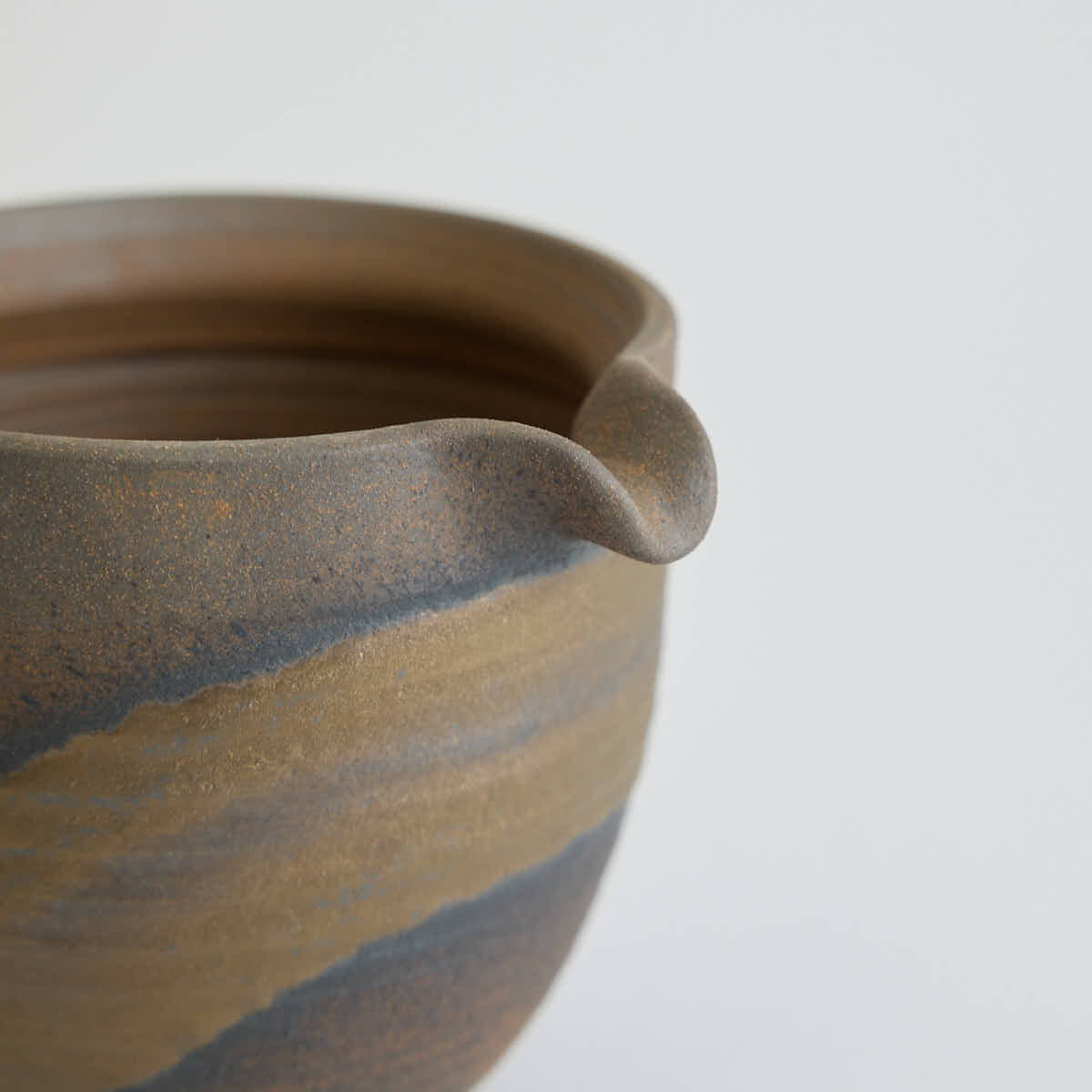 Rustic stoneware fair cup Gong Dao Bei with vintage coarse clay texture