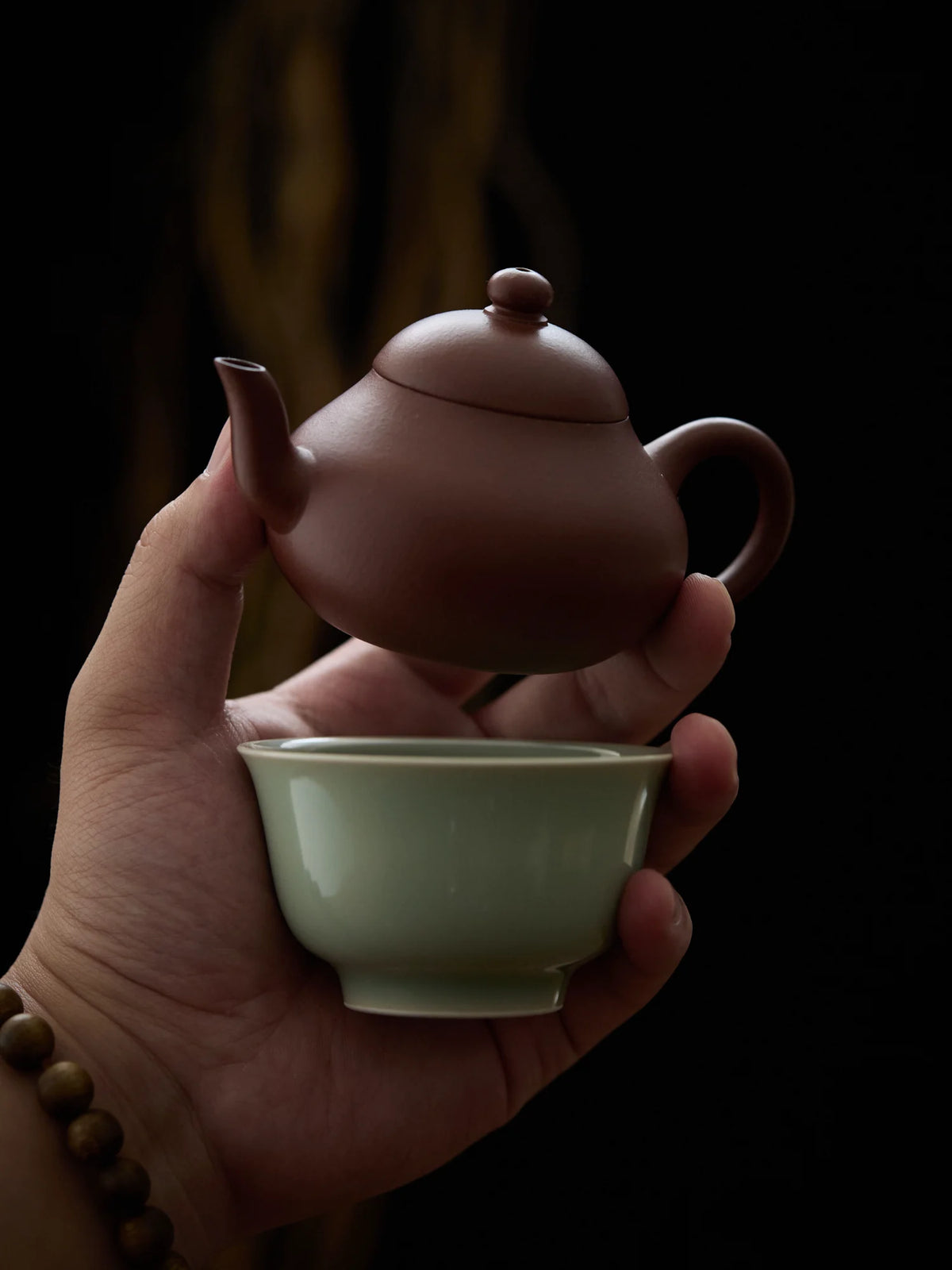 Ou Ware Celadon Press-Hand Teacup – Handmade Yongle Style Chinese Tea Cup