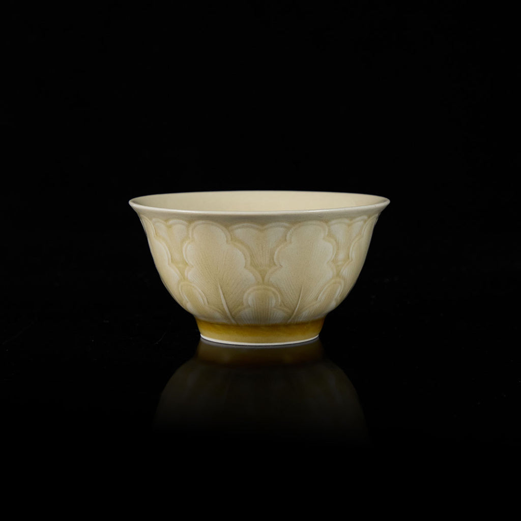 Ou Kiln Banana Leaf Cup with Celadon Glaze and Cabbage Relief Pattern