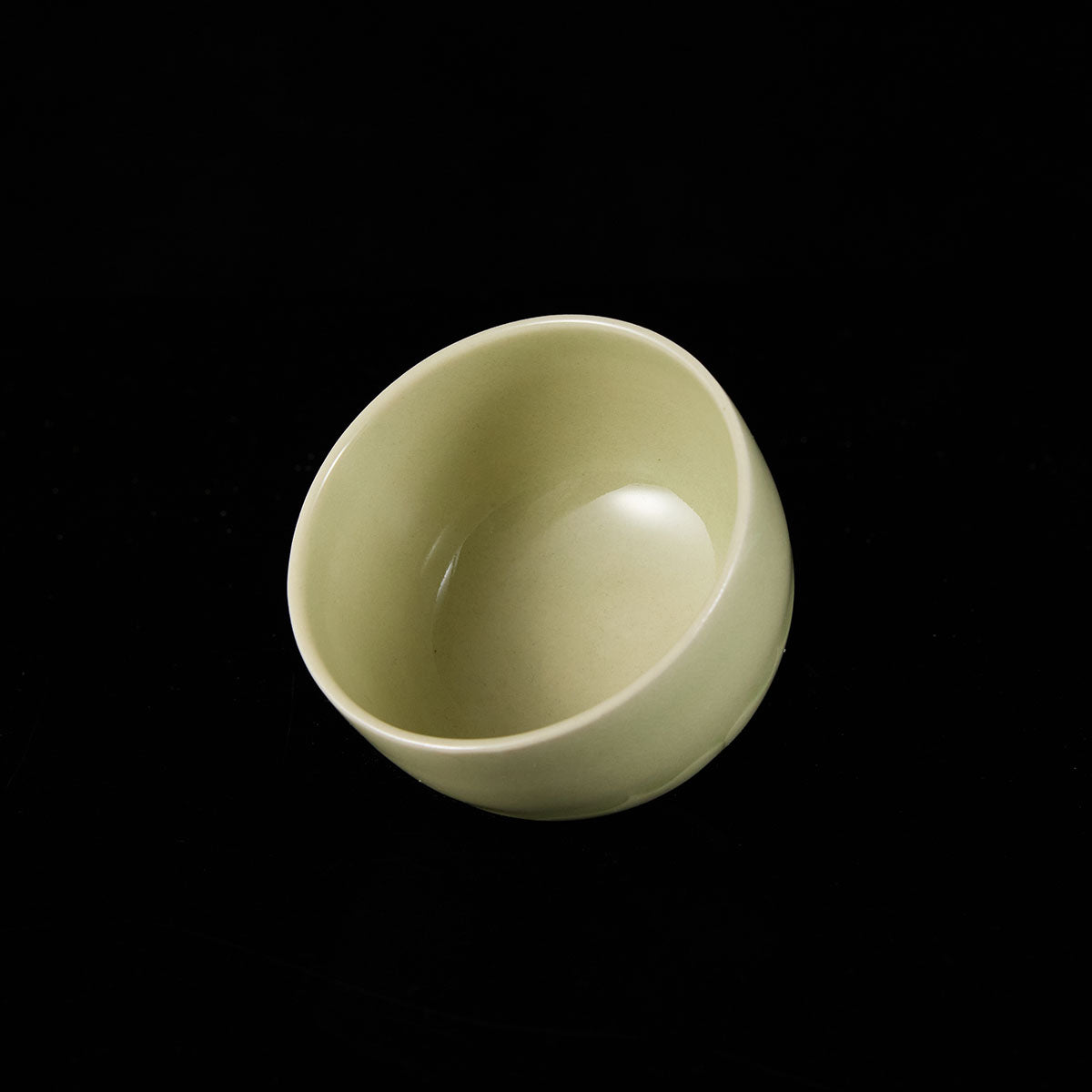 Ou Kiln Lotus Petal Master Cup in celadon glaze with embossed petal relief design