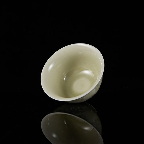 Ou Kiln Celadon Relief Teacup-Green Hue