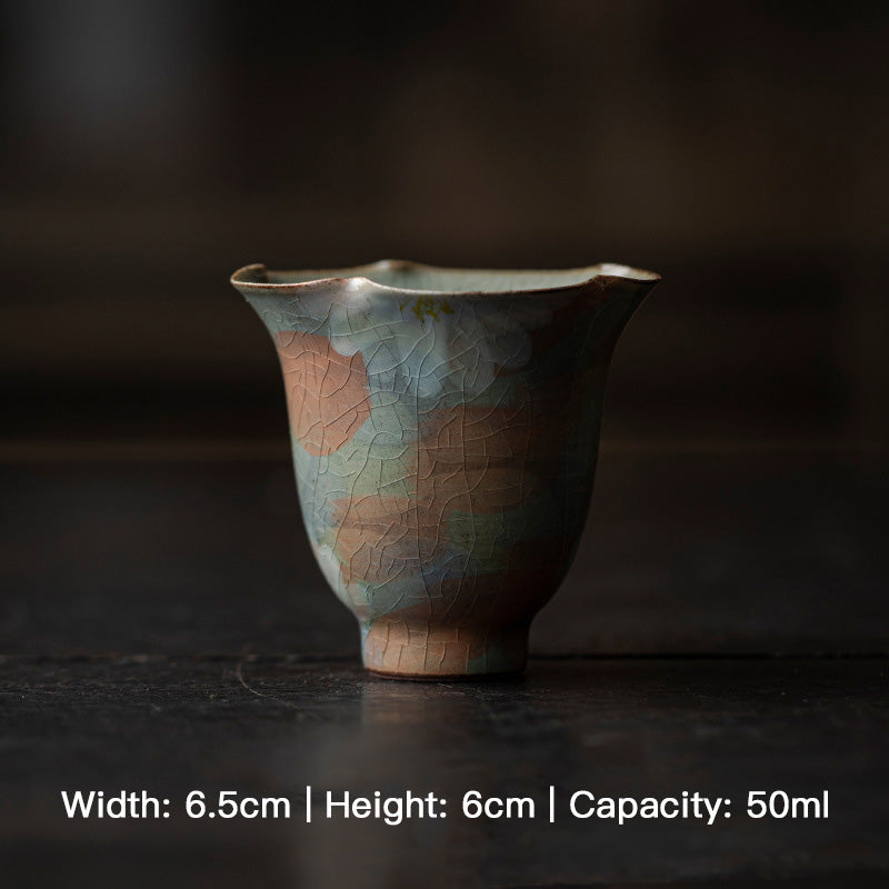 Crackle Glaze Underglaze Hand-Painted Tea Cup - Rouseclay