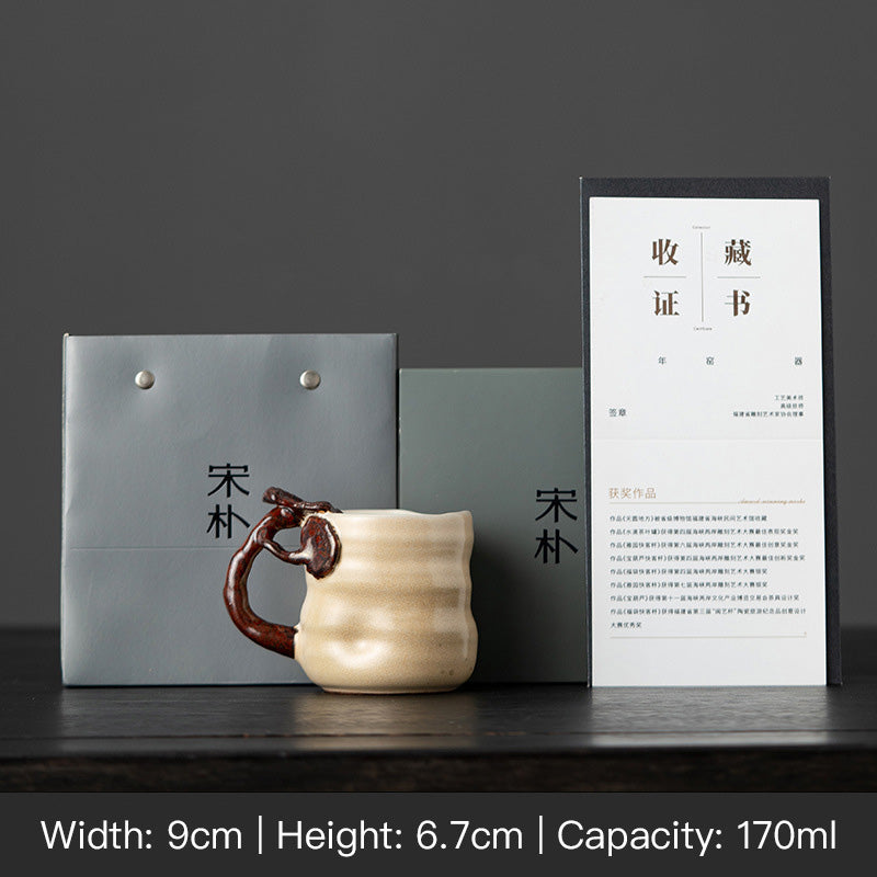 Hand-Sculpted Organic Lingzhi Mushroom Shape Coffee Mug by Master Song - Rouseclay