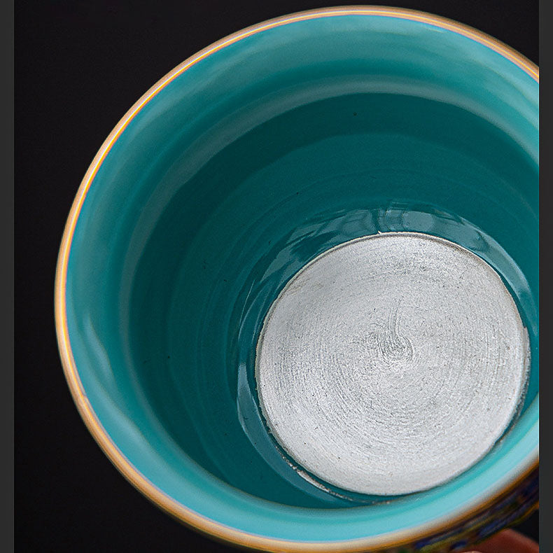 Hand-Hammered Textured Cloisonné "Kui Dragon" Master's Tea Cup - Rouseclay