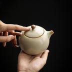 Cream-Glazed Ruyao "Longdan" Teapot with Cultivated Golden Crackle - Rouseclay