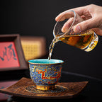 Hand-Hammered Textured Cloisonné "Kui Dragon" Master's Tea Cup - Rouseclay