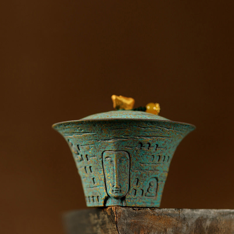 Dunhuang Handcrafted Emerald Green Three-Piece Gaiwan Tea Set by Master Zeng - Rouseclay