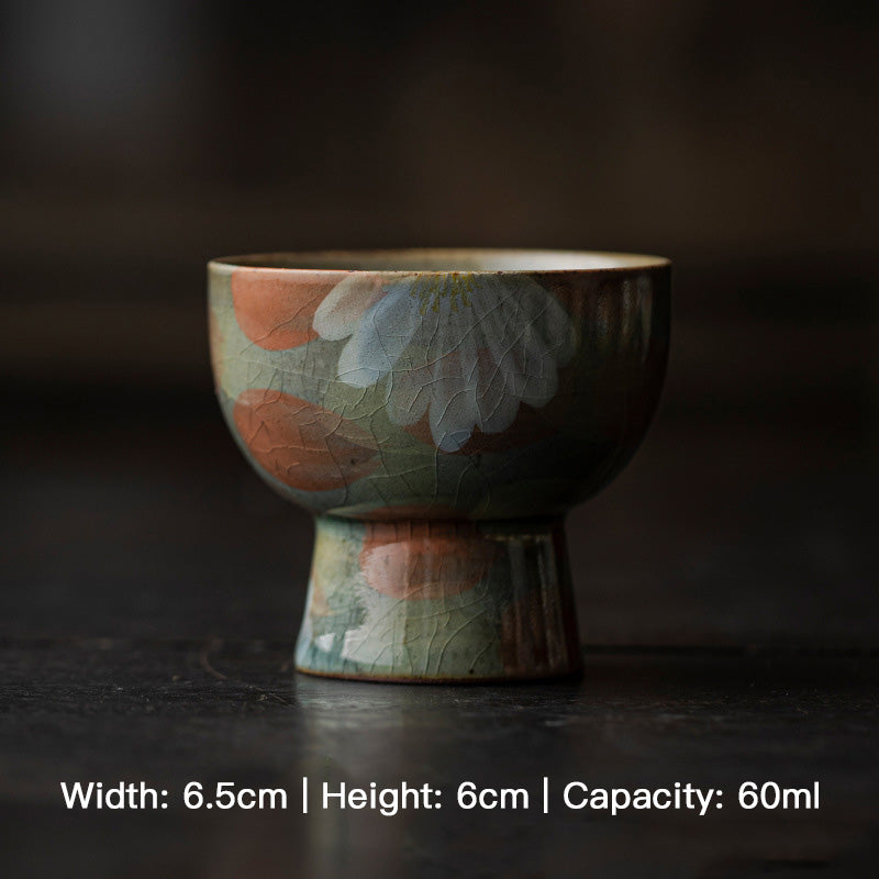 Crackle Glaze Underglaze Hand-Painted Tea Cup - Rouseclay
