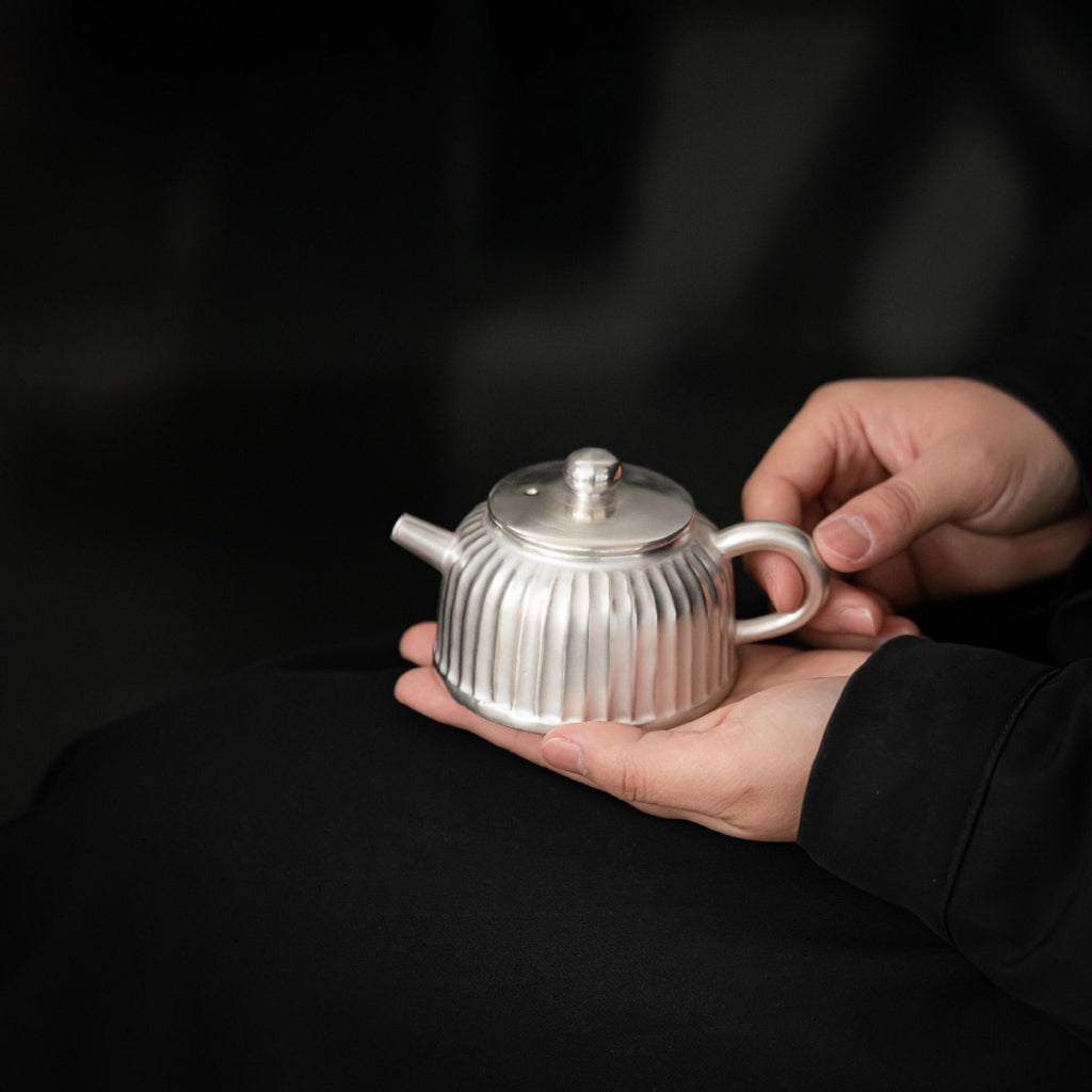 Handmade Gilded Silver Chrysanthemum Petal Teapot - Rouseclay