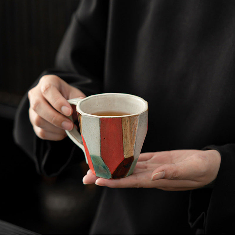 Hand-Faceted Coffee Mug in Dunhuang Color Palette - Rouseclay