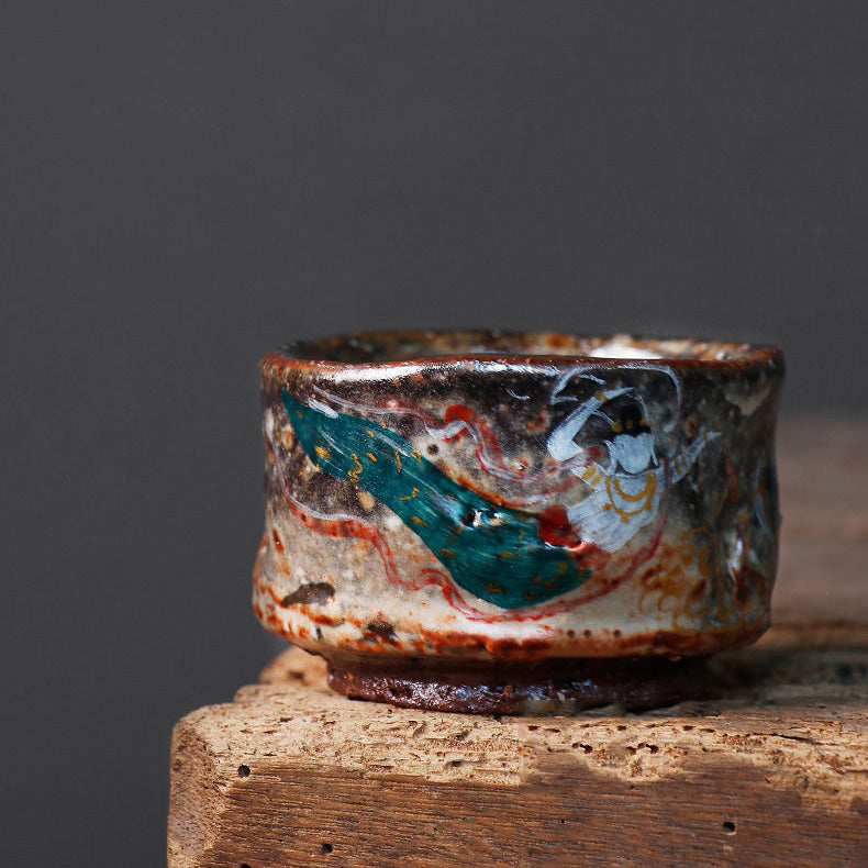 Flying Apsaras Dunhuang Murals Hand-Thrown Tea Cup - Rouseclay