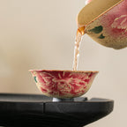 Iron-Spot Porcelain Peony Teacup with Antique Caramel Glaze - Rouseclay