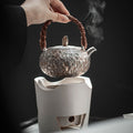 999 Pure Silver Hand-Hammered Chinese Teapot with Wood Handle handmade Chinese ceramic gongfu teapot