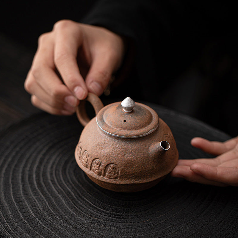 Dunhuang Aged Rock Clay Coarse Pottery Teapot Handcrafted - Rouseclay