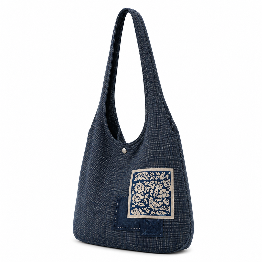Indigo Opera-Motif Mini Tote Bag