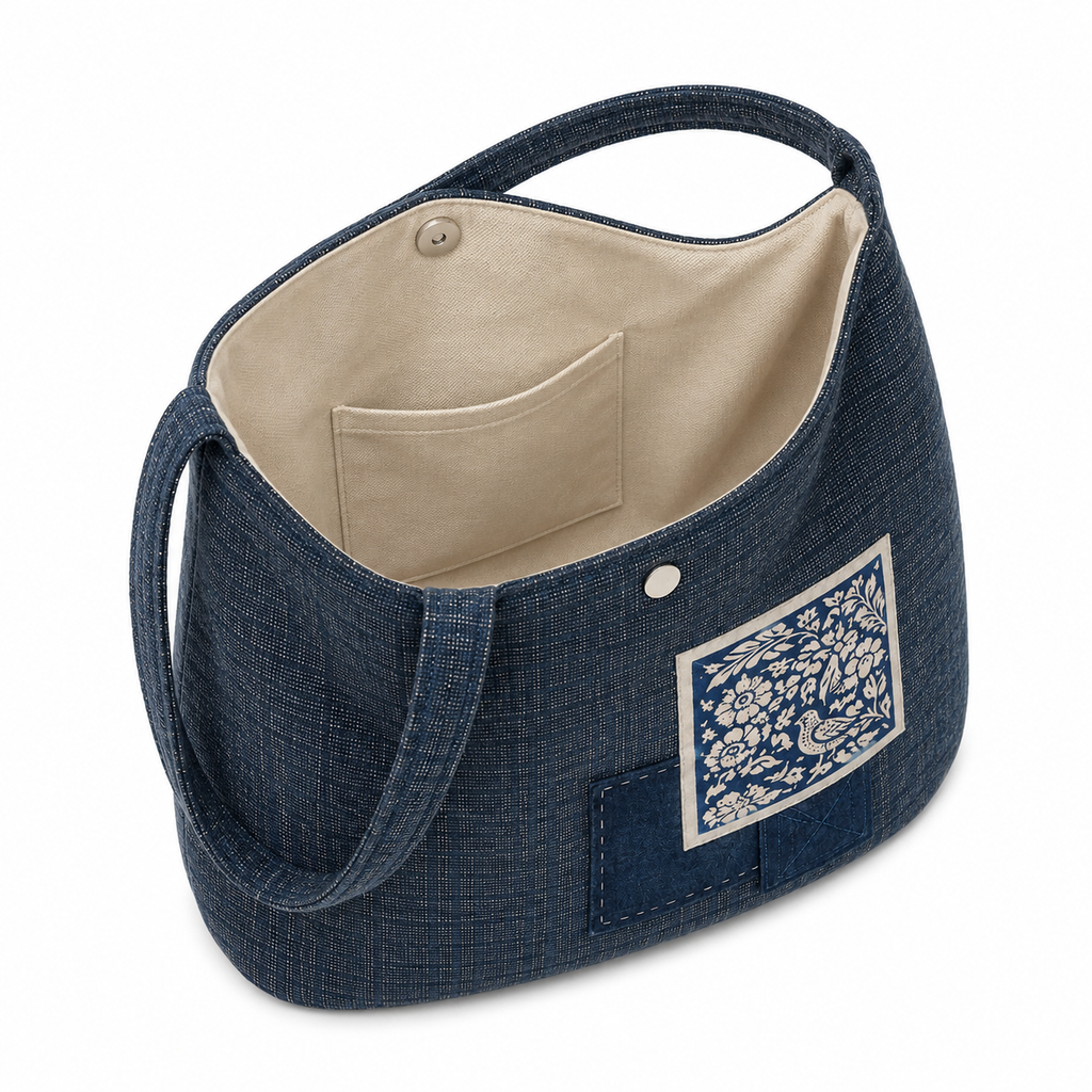 Indigo Opera-Motif Mini Tote Bag