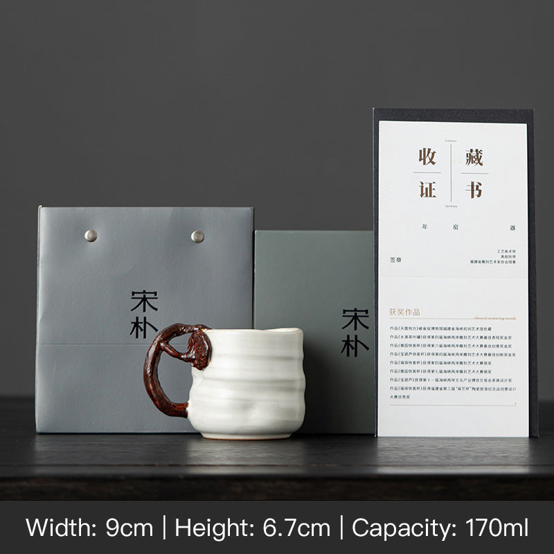 Hand-Sculpted Organic Lingzhi Mushroom Shape Coffee Mug by Master Song - Rouseclay