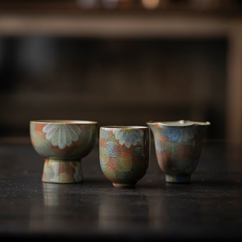 Crackle Glaze Underglaze Hand-Painted Tea Cup - Rouseclay