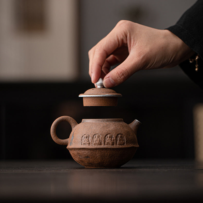 Dunhuang Aged Rock Clay Coarse Pottery Teapot Handcrafted - Rouseclay