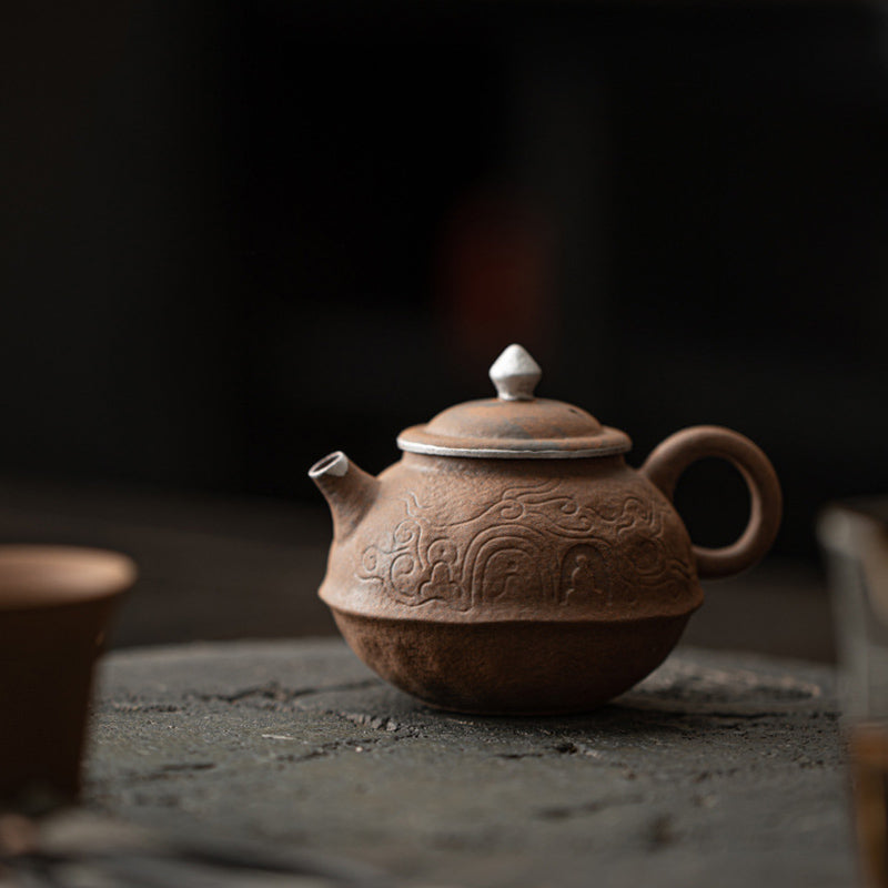 Dunhuang Aged Rock Clay Coarse Pottery Teapot Handcrafted - Rouseclay