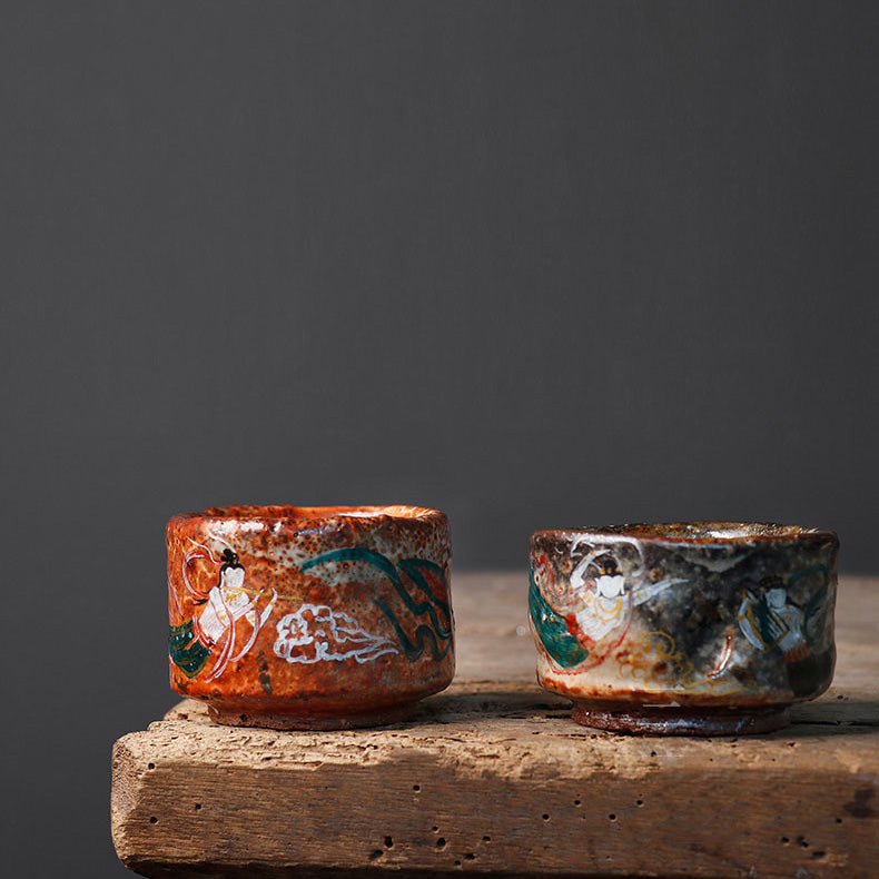 Flying Apsaras Dunhuang Murals Hand-Thrown Tea Cup - Rouseclay