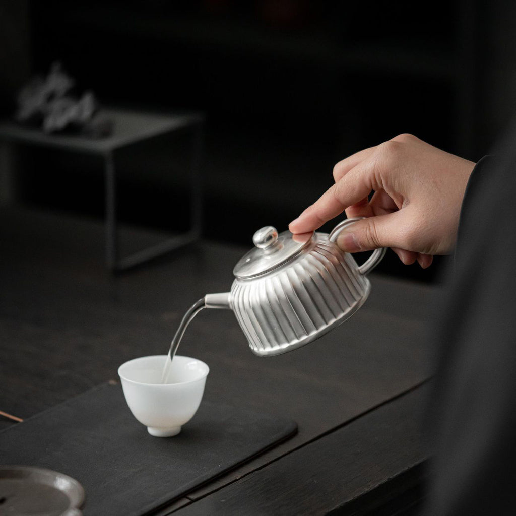 Handmade Gilded Silver Chrysanthemum Petal Teapot - Rouseclay