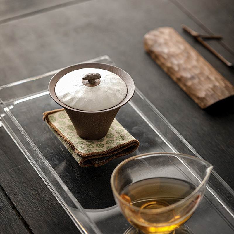 Coarse Pottery Gilded Silver Lingzhi Gaiwan - Rouseclay