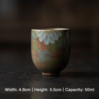 Crackle Glaze Underglaze Hand-Painted Tea Cup - Rouseclay