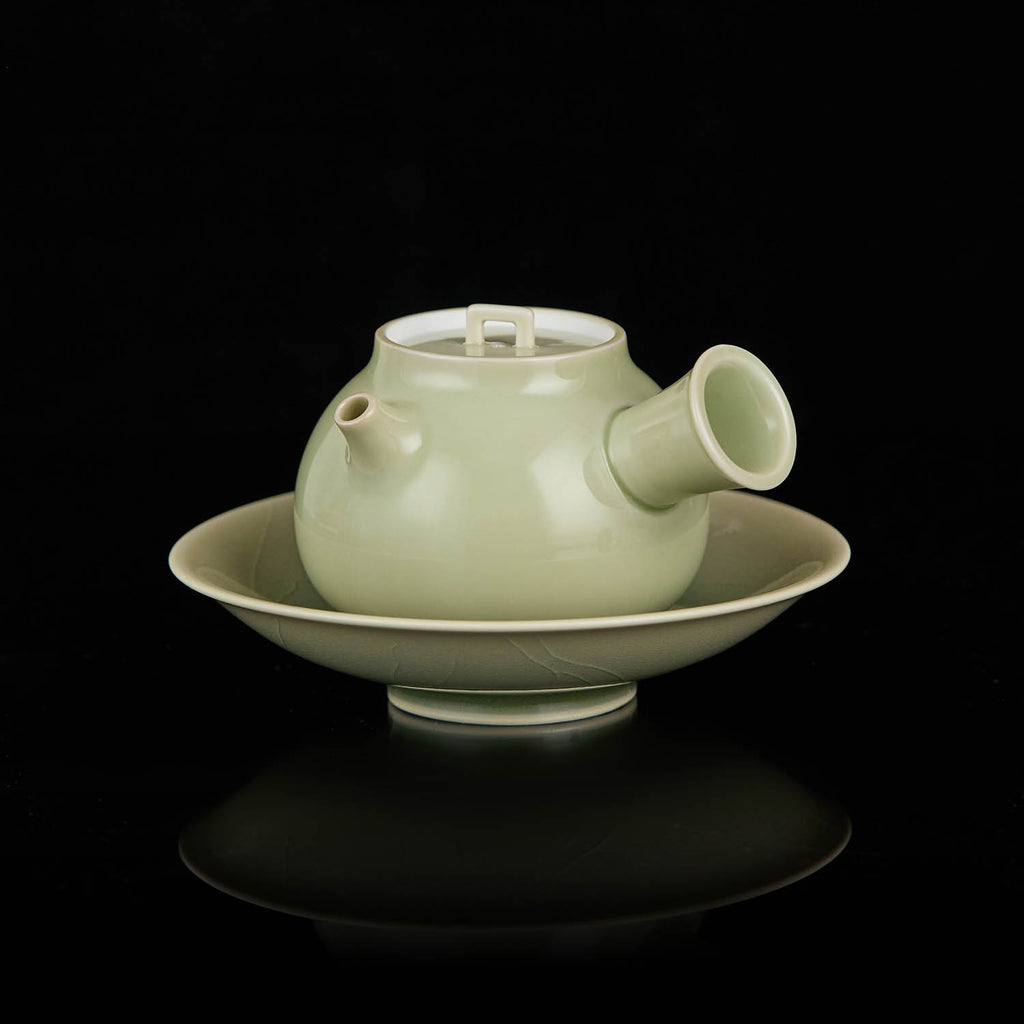 Ou Celadon Kyusu Gongfu Teapot studio celadon ceramic tea pot collector piece