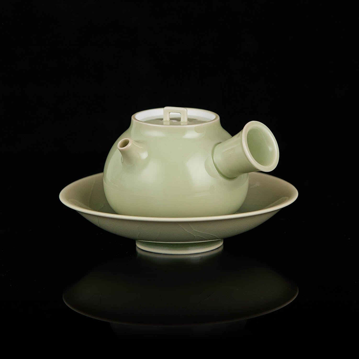 Ou Celadon Kyusu Gongfu Teapot studio celadon ceramic tea pot collector piece