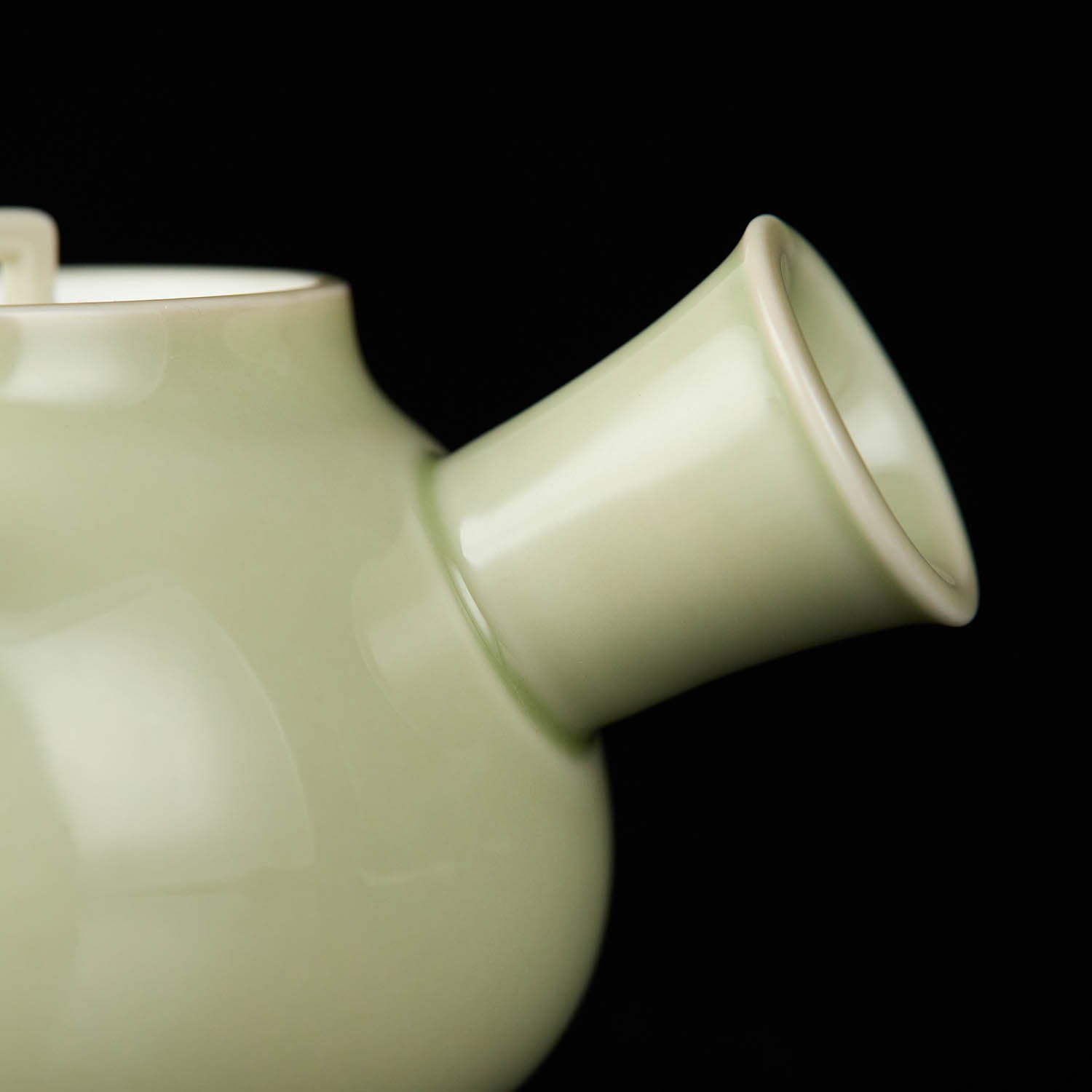 Ou Celadon Kyusu Gongfu Teapot handle detail handmade Chinese ceramic teapot