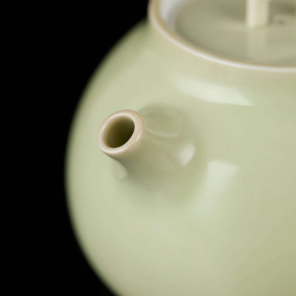 Ou Celadon Kyusu Gongfu Teapot spout glaze texture handmade Chinese ceramic teapot