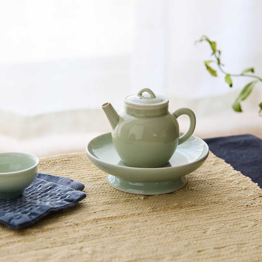 Ou Celadon Tang-Style Long-Spout Gongfu Teapot studio celadon ceramic tea cup collector piece