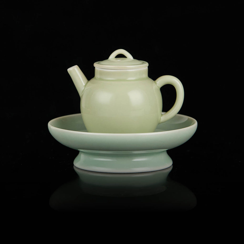 Ou Celadon Tang-Style Long-Spout Gongfu Teapot studio celadon ceramic tea cup collector piece2