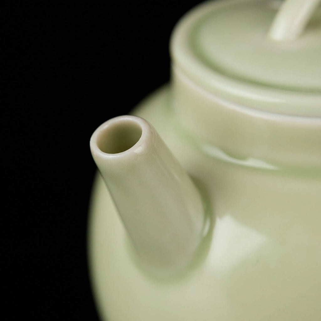 Ou Celadon Tang-Style Long-Spout Gongfu Teapot spout detail handmade Chinese pottery