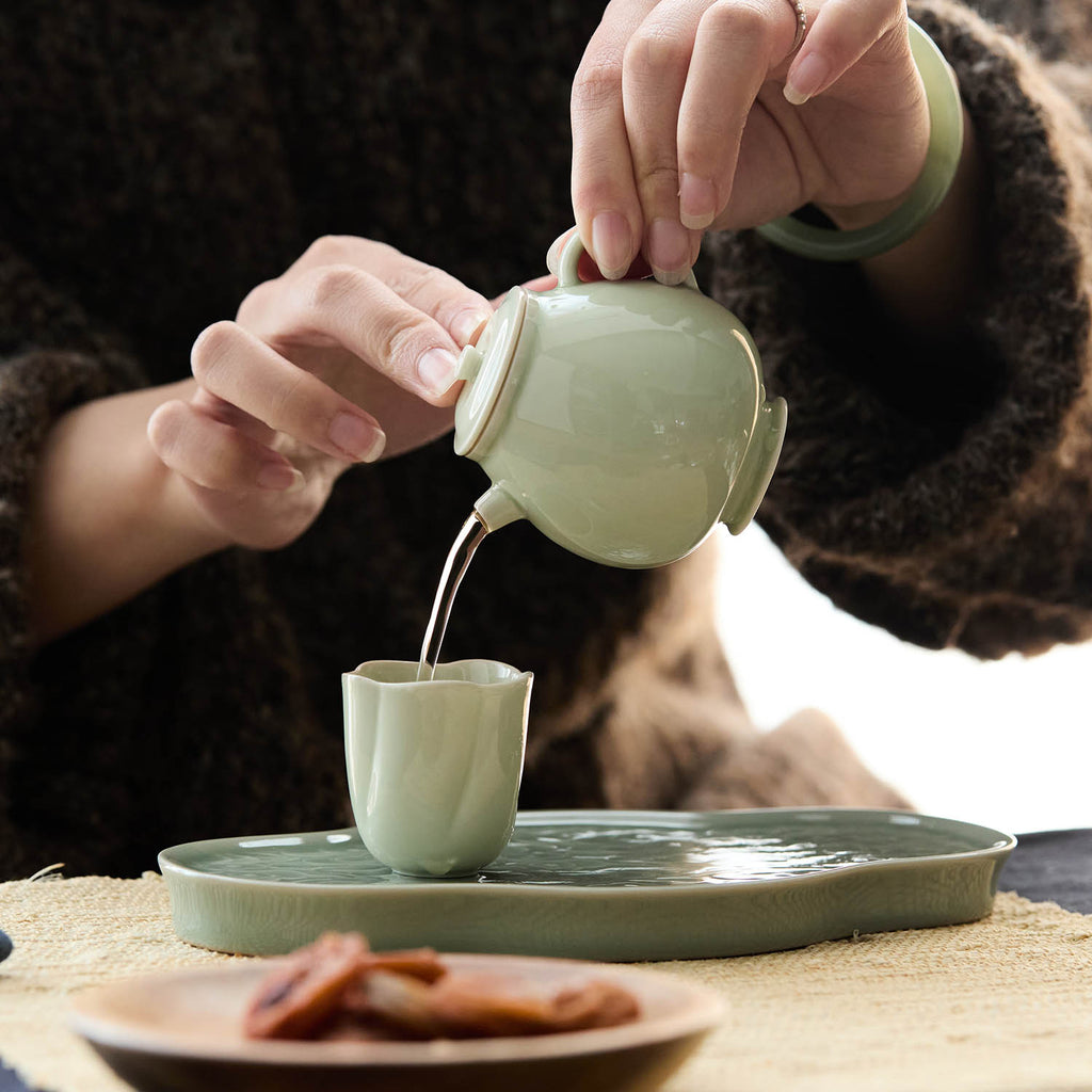 Ou Celadon Tang-Style Short-Spout Gongfu Teapot studio celadon ceramic tea cup collector piece