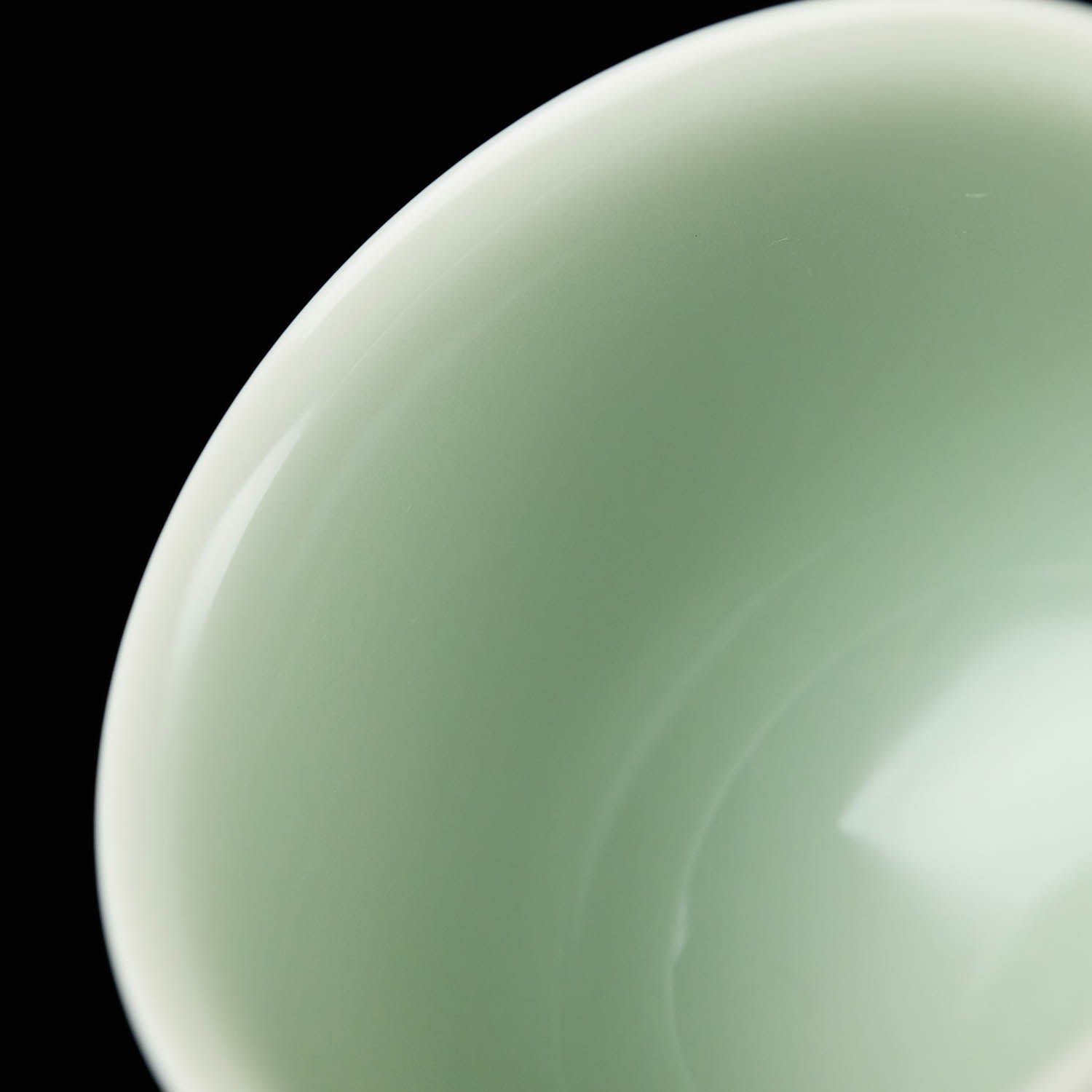 Ou Ware Celadon Arhat Handmade Chinese Tea Cup spout detail handmade Chinese pottery2