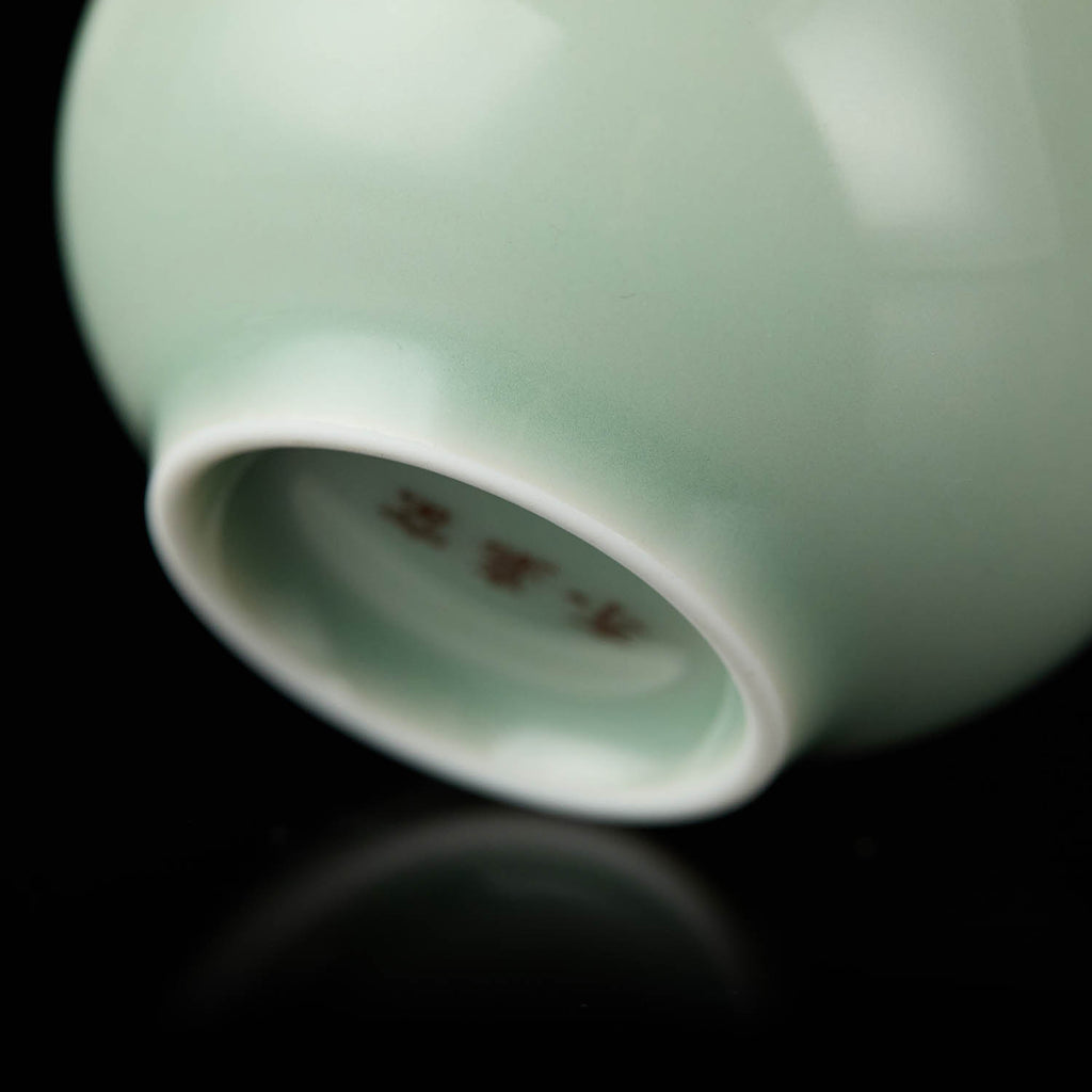 Ou Ware Celadon Arhat Handmade Chinese Tea Cup side view handmade Chinese ceramic