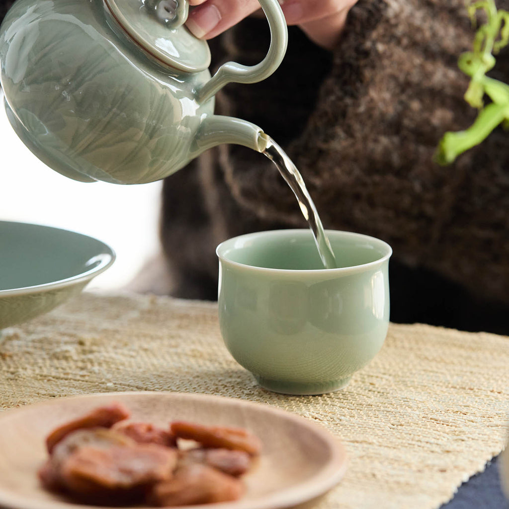 Ou Ware Celadon Arhat Handmade Chinese Tea Cup used for gongfu tea brewing