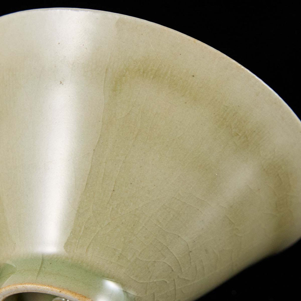 OOAK Ou Kiln Crackle Glaze Doulifa Celadon Teacup studio celadon ceramic tea cup collector piece
