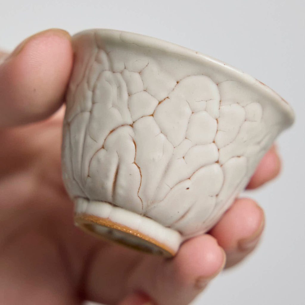 OOAK Ou Kiln Irregular Crackle Glaze Teacup glaze texture handmade Chinese ceramic teacup