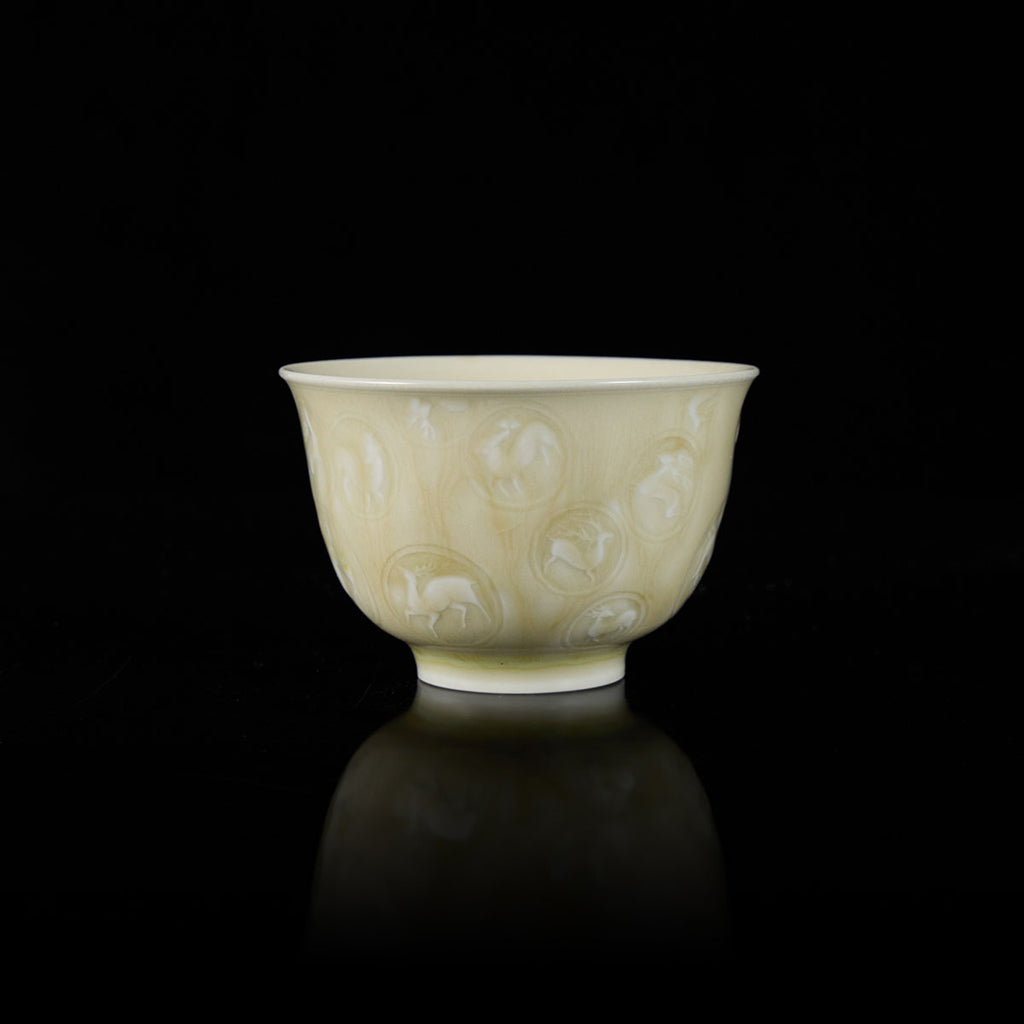 Ou Kiln Celadon Peaks and Deer Master Cup handmade Chinese ceramic gongfu teacup