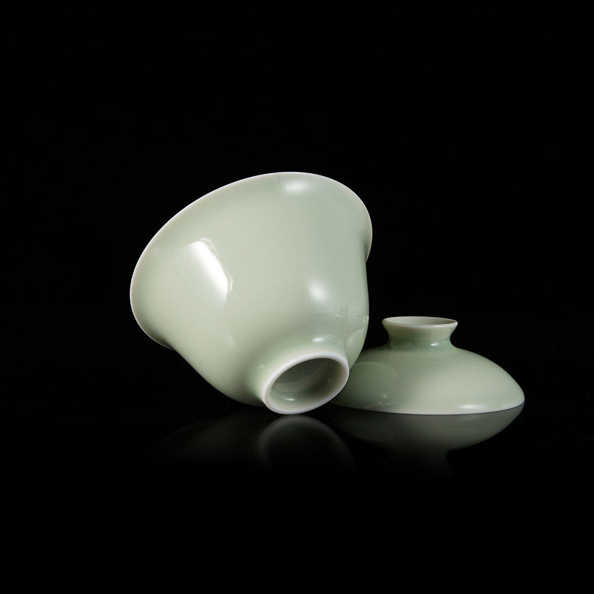 Ou Kiln JiXin Celadon gaiwan tea cup glaze texture handmade Chinese ceramic teacup