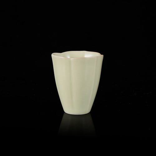 Ou Kiln Three Petal Celadon Teacup handmade Chinese ceramic gongfu teacup