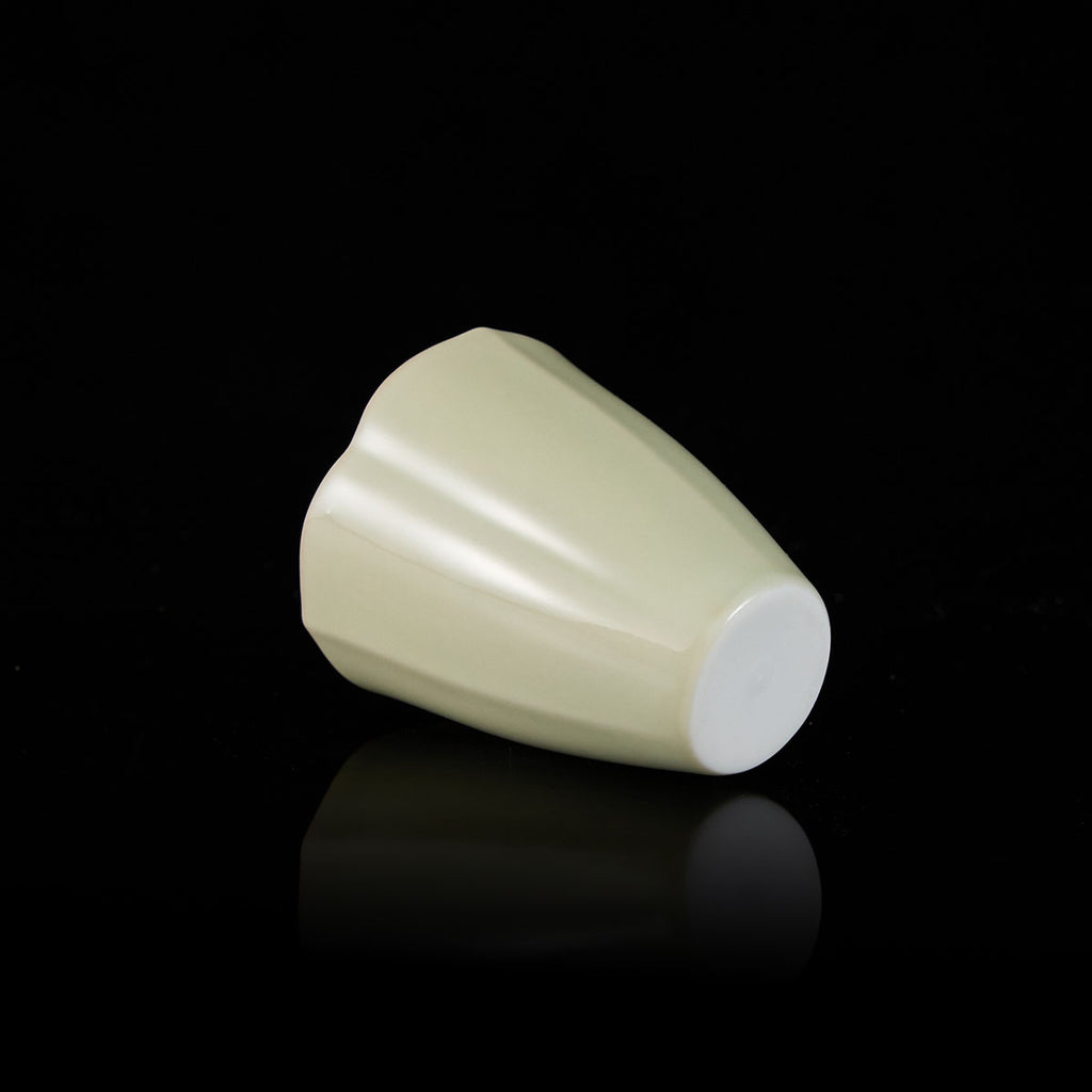 Ou Kiln Three Petal Celadon Teacup side view handmade Chinese ceramic