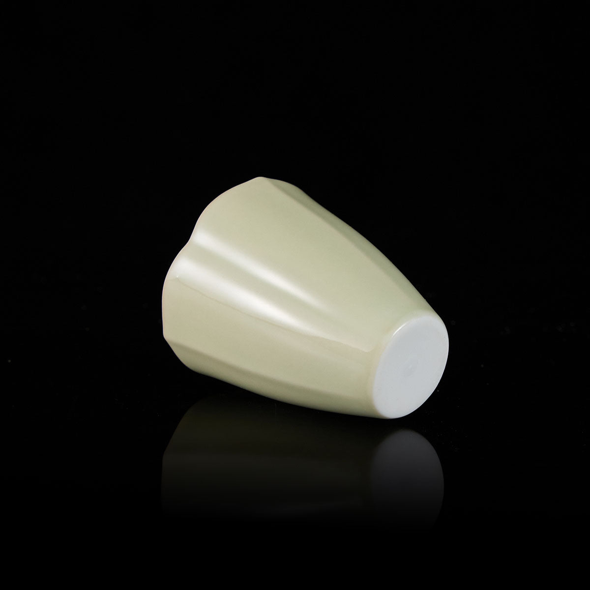 Ou Kiln Three Petal Celadon Teacup side view handmade Chinese ceramic