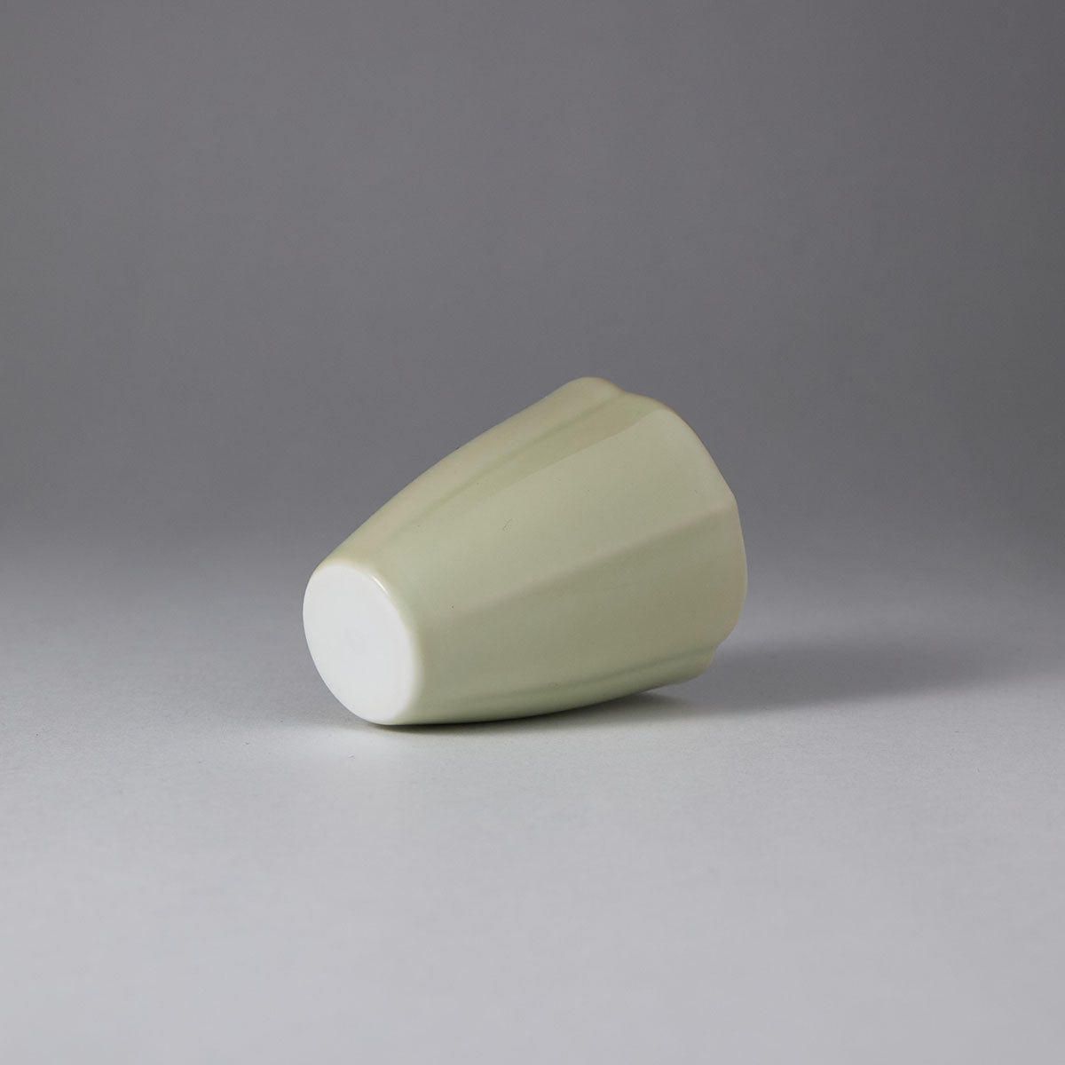 Ou Kiln Three Petal Celadon Teacup side3 view handmade Chinese ceramic