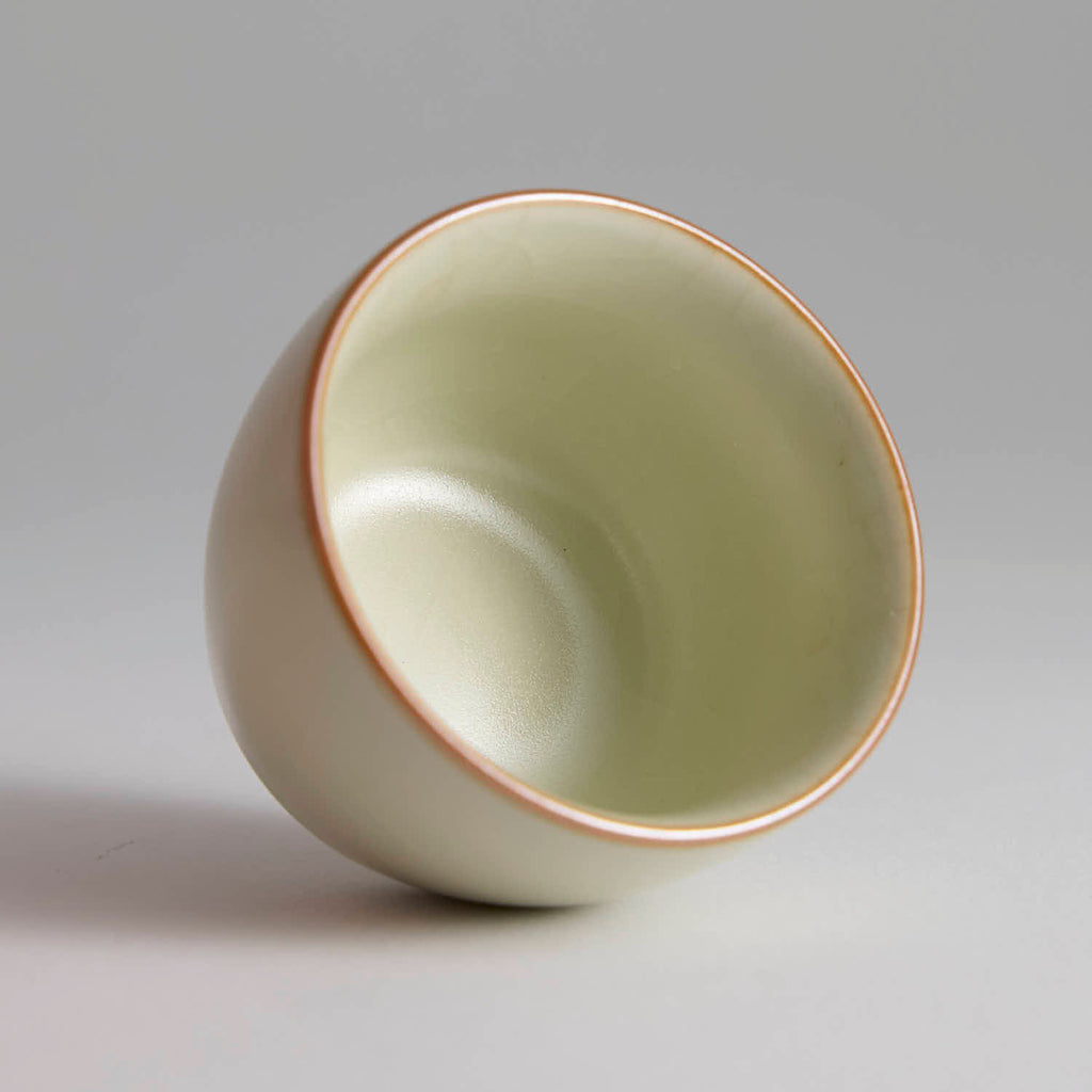 Ru Celadon Crackle Glaze Ruyi Teacup rim detail handmade Chinese pottery